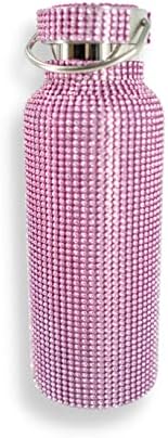 Bling Bling Pink Rhinestone בקבוק מים נירוסטה | 16.9 FL OZ נסיעות ואקום תרמוס מתכת כוס | רוחב 3 אינץ 'וגובה